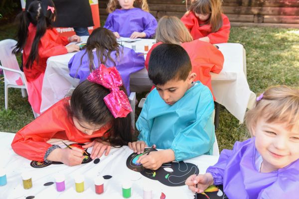 Boys and girls making scratch facemasks at a Craft Party | Bop till you Drop