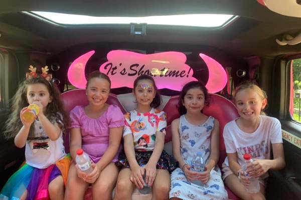 Inside pink hummer